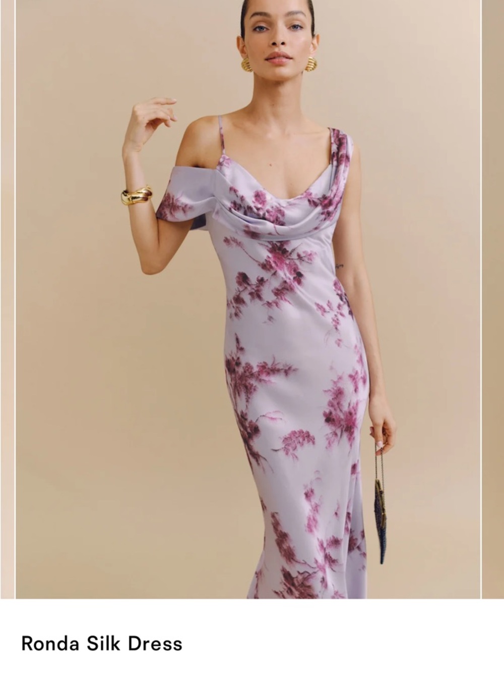 Reformation Ronda Silk Dress in Lavender Floral